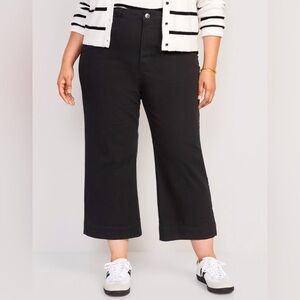 High-Waisted Wide-Leg Cropped Chino Pants